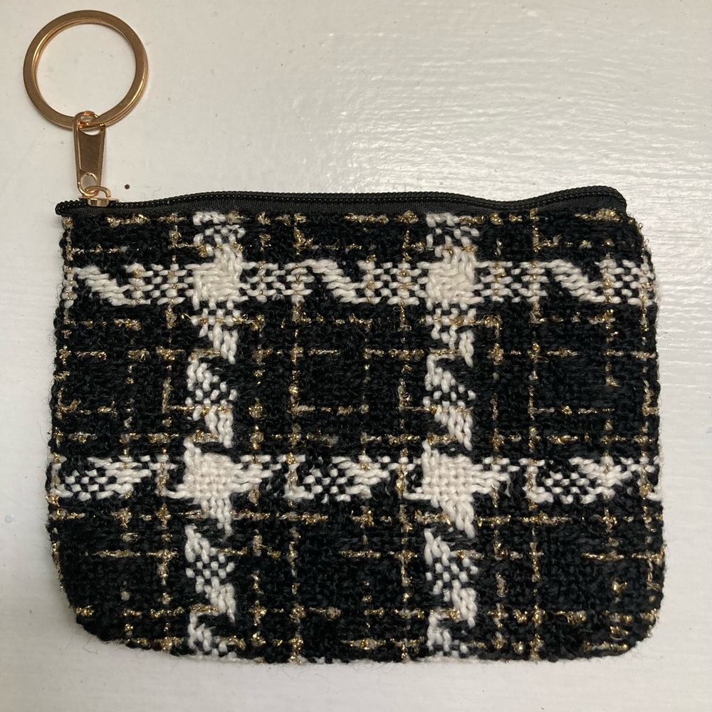 New tweed lurex coin/card purse with Keyring